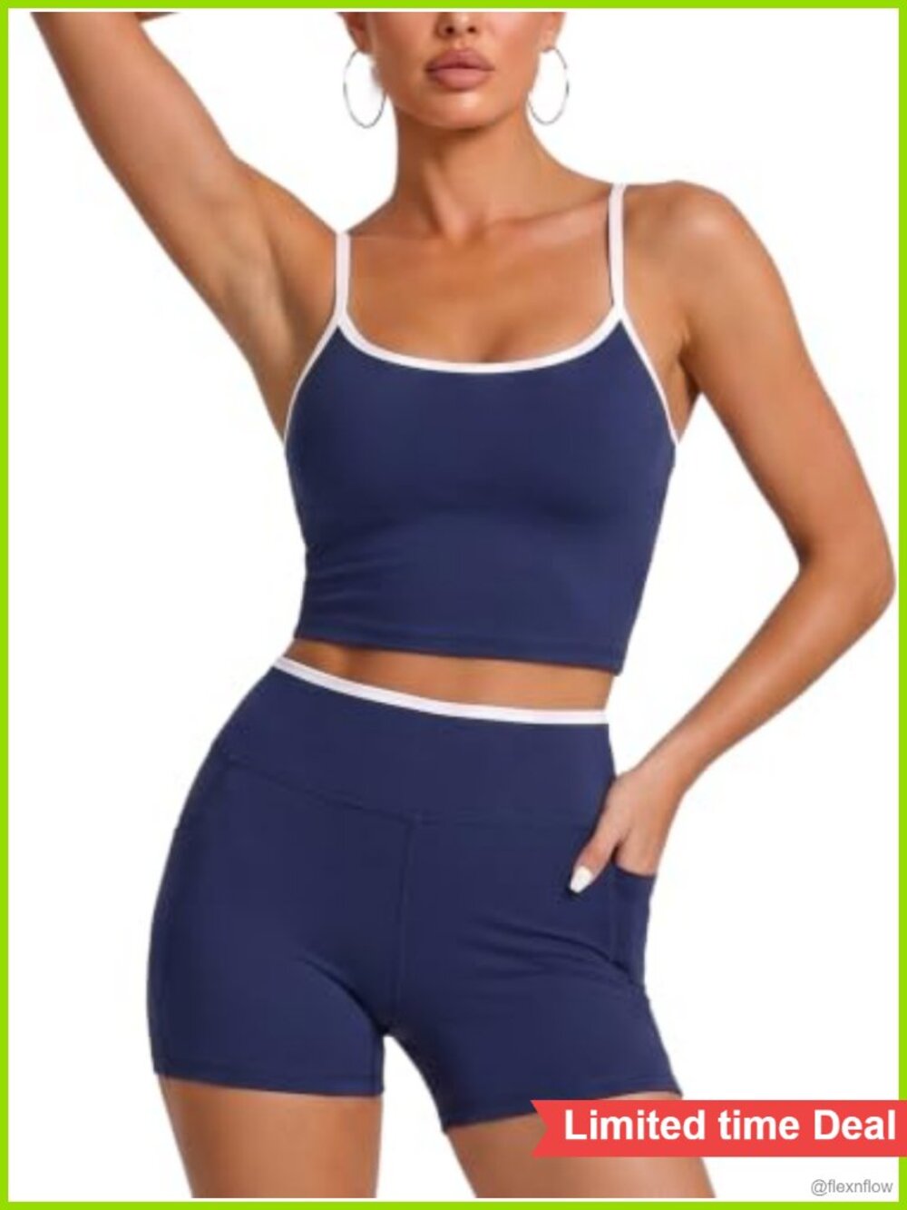 Women Seamless Workout Set Crop Tank Biker Shorts Activewear